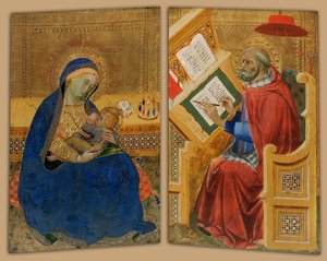 Madonna of Humility and St. Jerome by attributed to Benedetto di Bindo